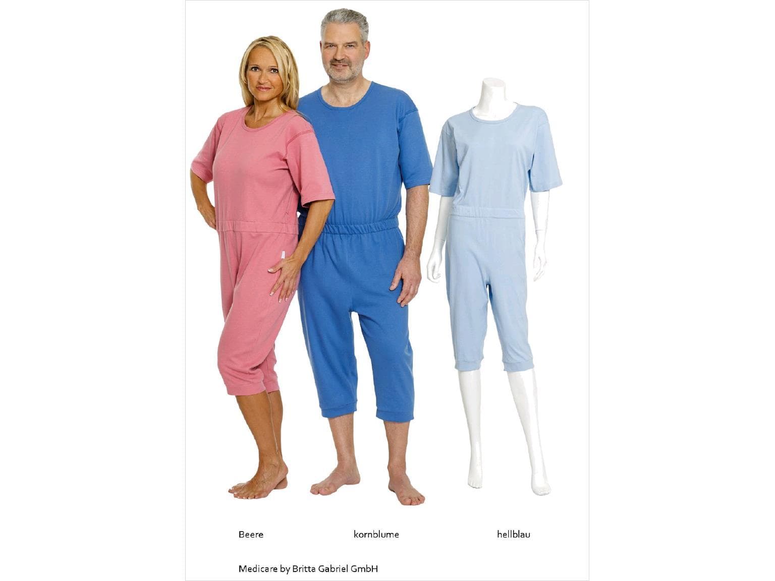 Pflegeoverall mit Rücken-Reissverschluss Grösse XL, hellblau,waschbar bis zu 60°C