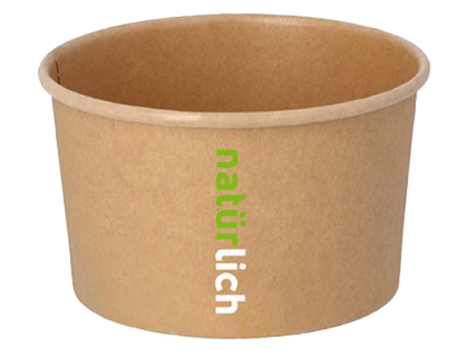 Eisbecher rund aus braunem Kraft- papier, 520 ml, ø 128 mm Höhe 76 mm,