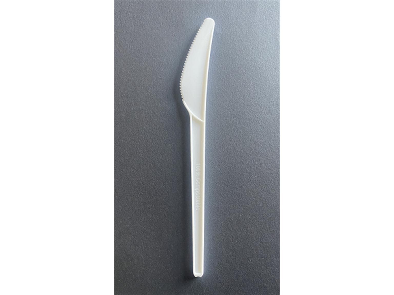 Messer aus Bio-Plastik CPLA weiss, Länge 17 cm