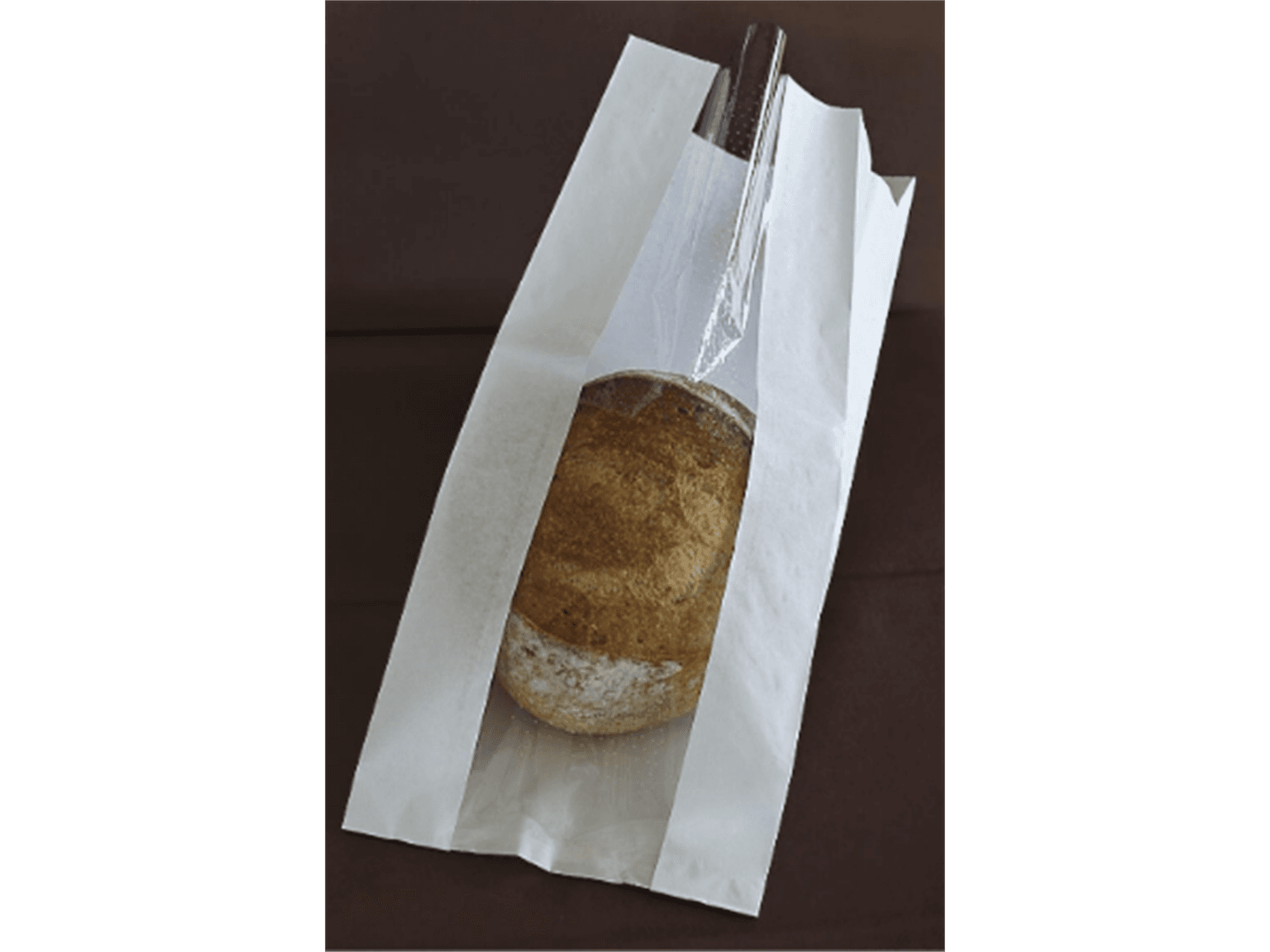 Sichtstreifenbeutel gebl. Kraft 35 gm2, 22 x 10 x 51 cm, Sichtfenster mittig,