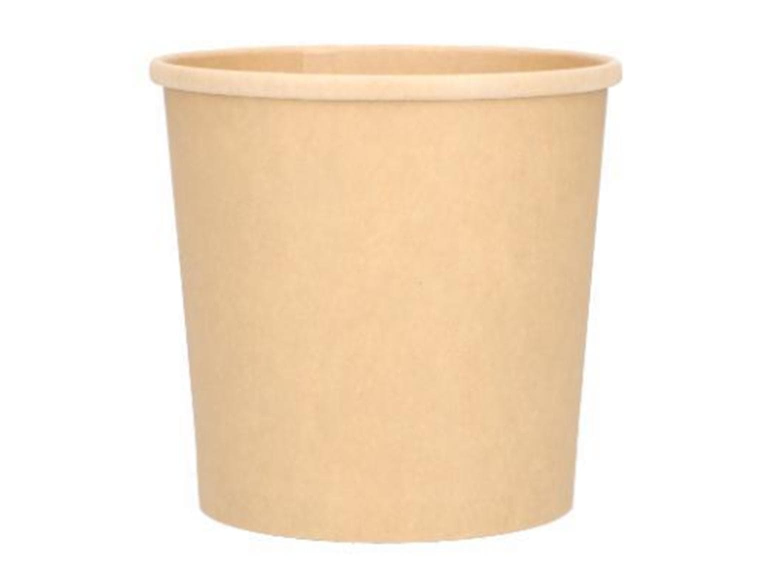 Suppenbecher rund aus braunem Kraft- papier, 300 ml, PE-beschichtet, ohne