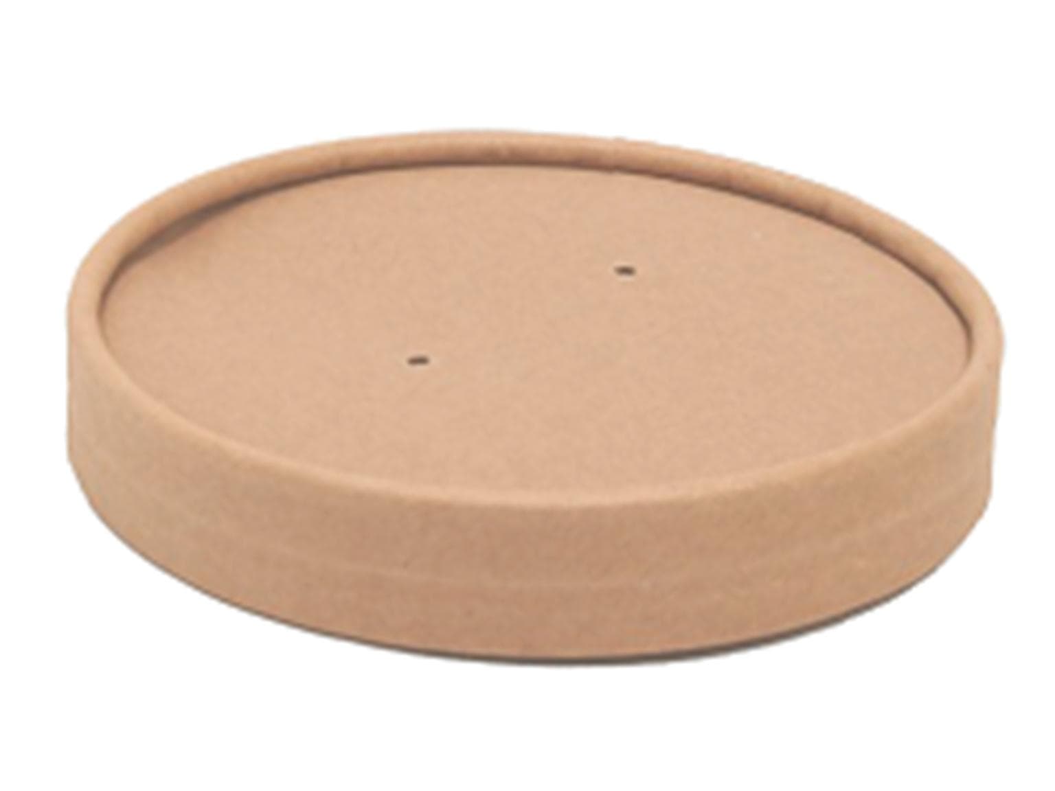 Deckel braun zu Suppenbecher, aus braunem Kraftpapier, extrastark, mit