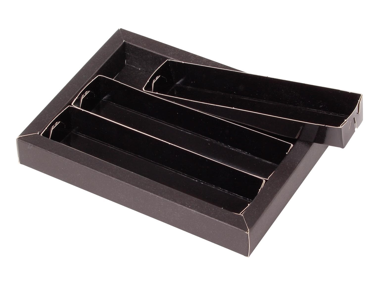 Guetzliverpackung schwarz, mit 3 beschichteten Einlagen in schwarz