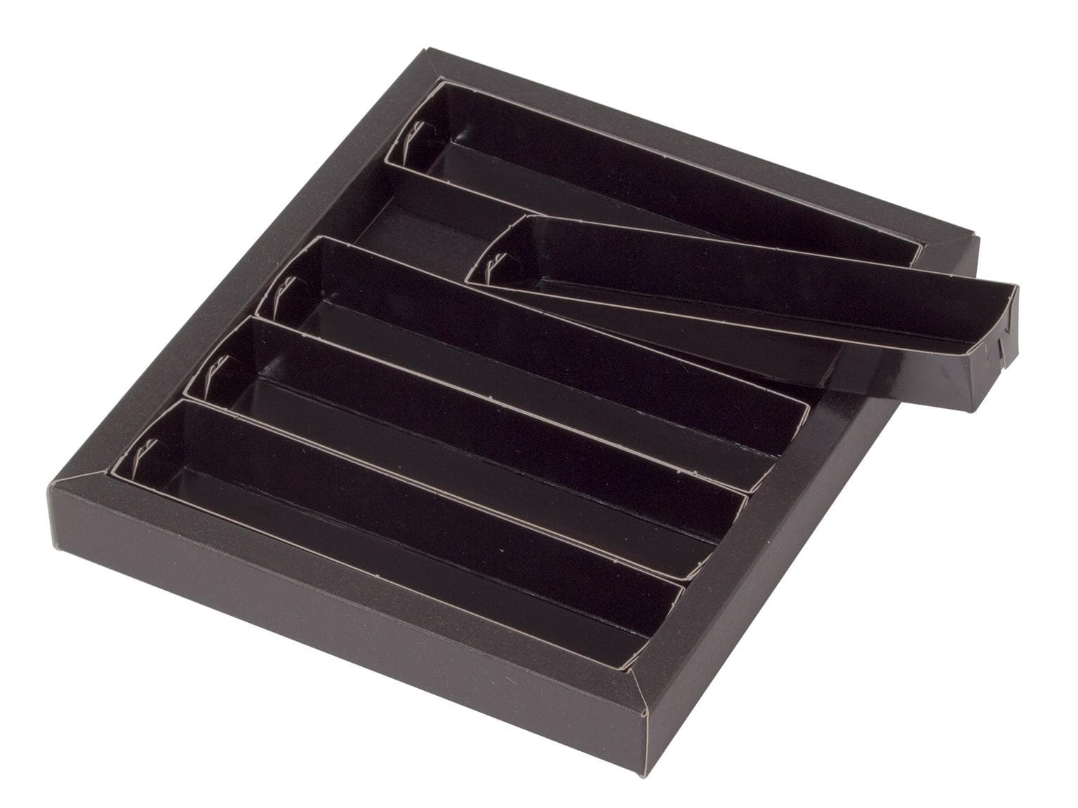 Guetzliverpackung schwarz, mit 5 beschichteten Einlagen in schwarz