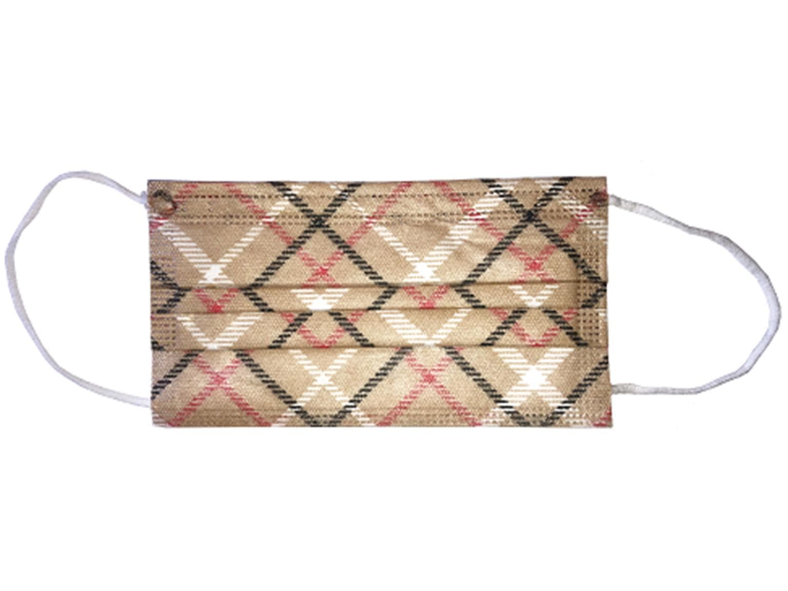 Mundschutzmasken 3-lagig, "schottisch", Typ IIR, PP-Vlies, weisse Gummibänder,