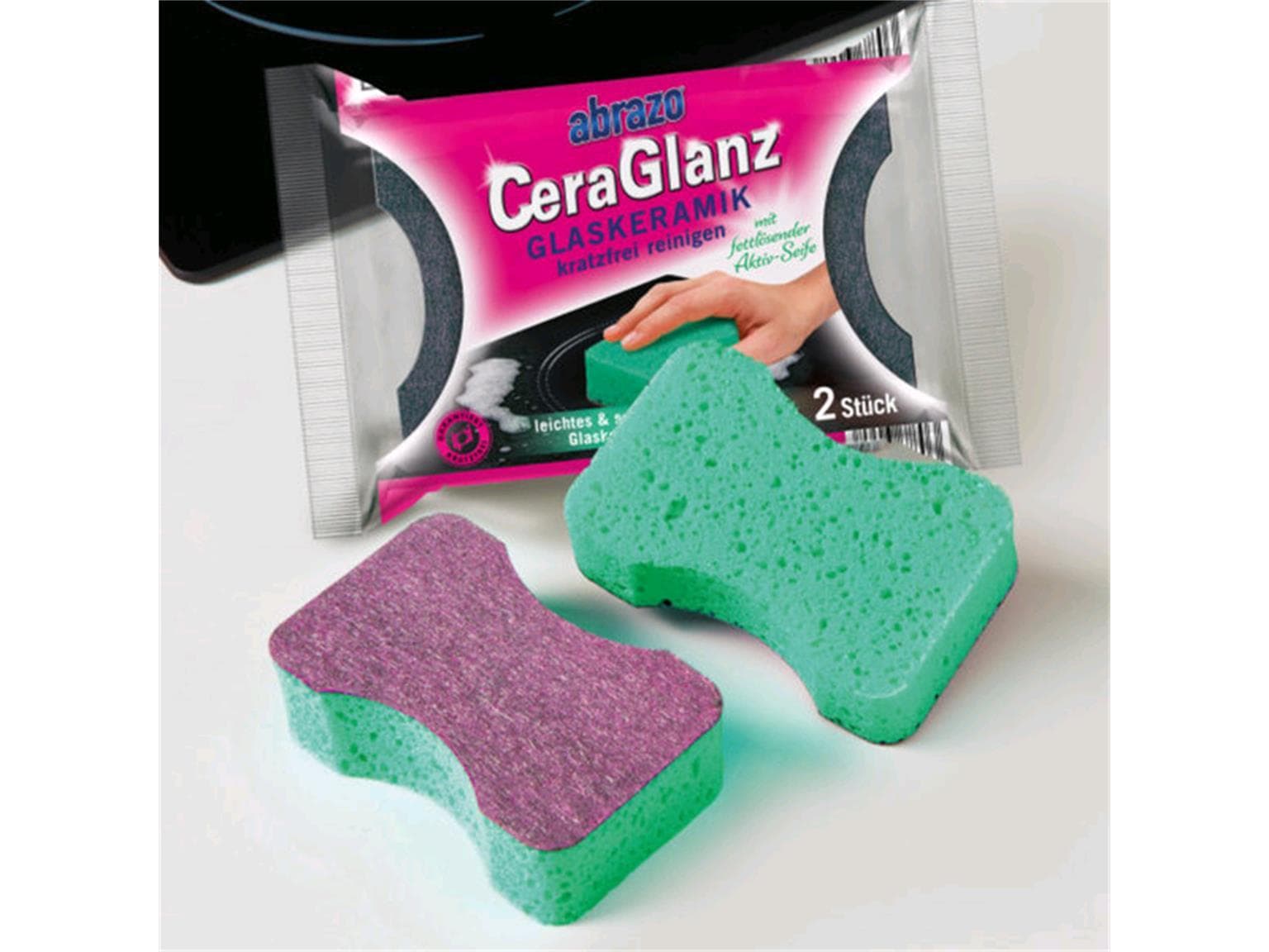 Reinigungsschwamm Abrazo Cera Glanz Glasschaber und Glasreiniger in einem