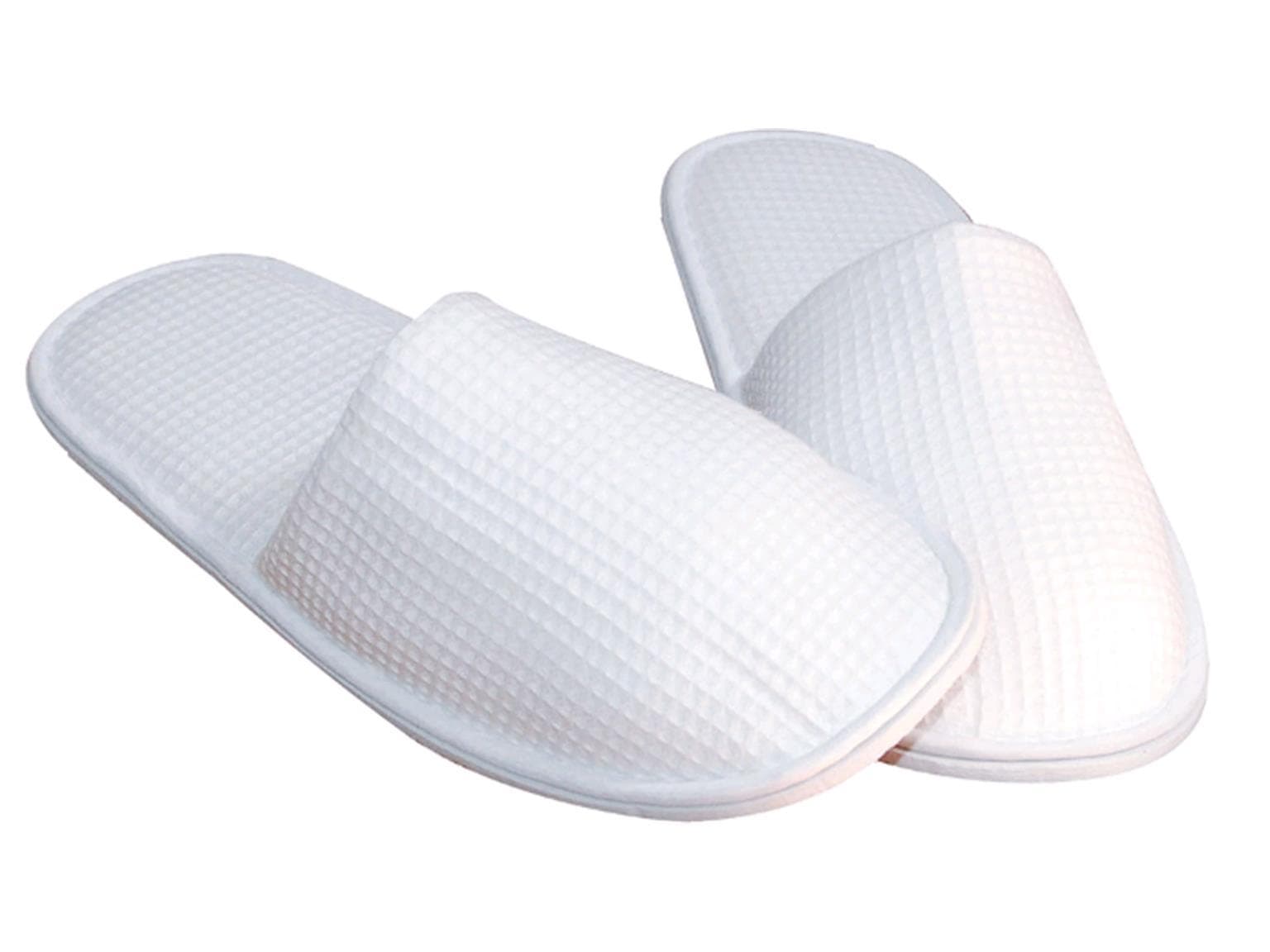 Baumwoll-Slipper Relax geschlossen, weiss, 28 cm, Waffelstruktur, saugfähig,
