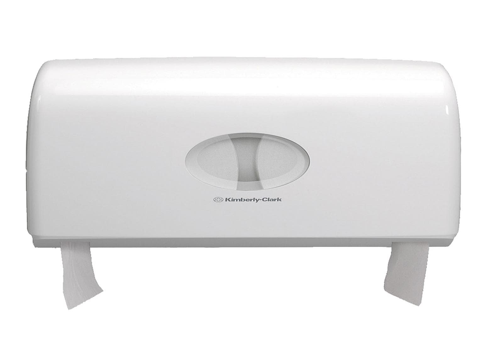 WC-Papier Spender Aquarius, Doppelrollen weiss, H18 x B29.8 x T12.8cm, mit Sicht-