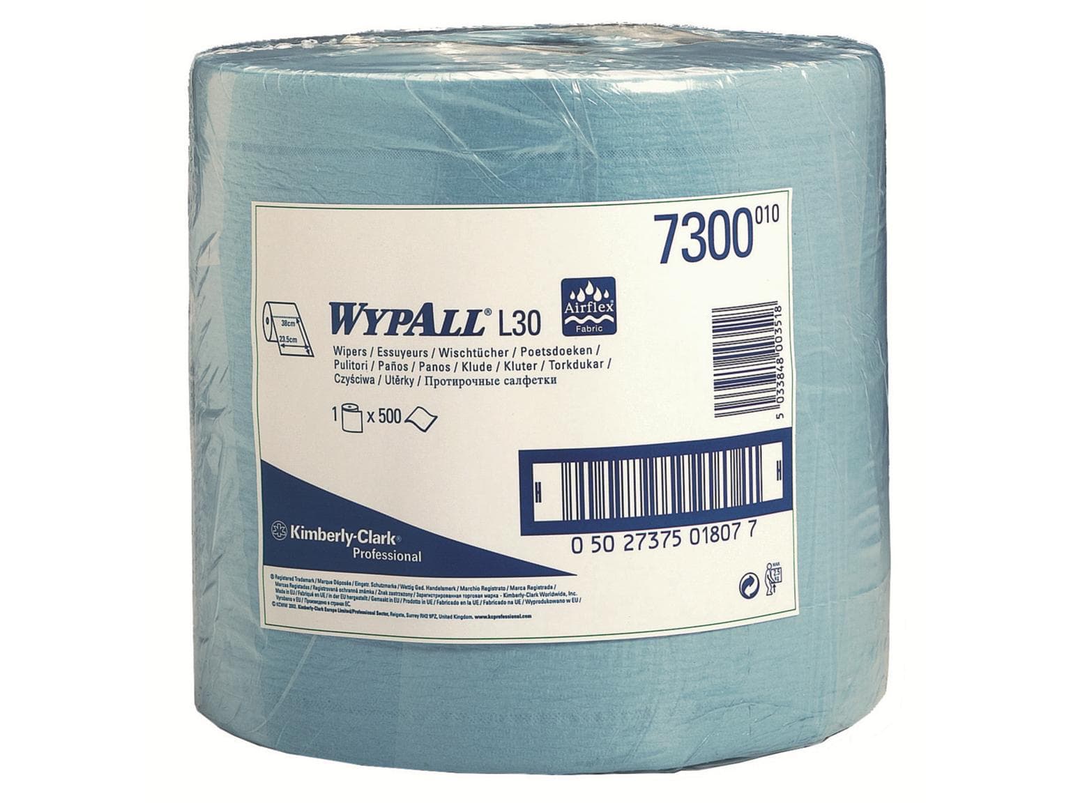 Putztuchrollen Wypall L30 blau 1-lagig 23.5 x 38 cm, perforiert, 500 Tücher