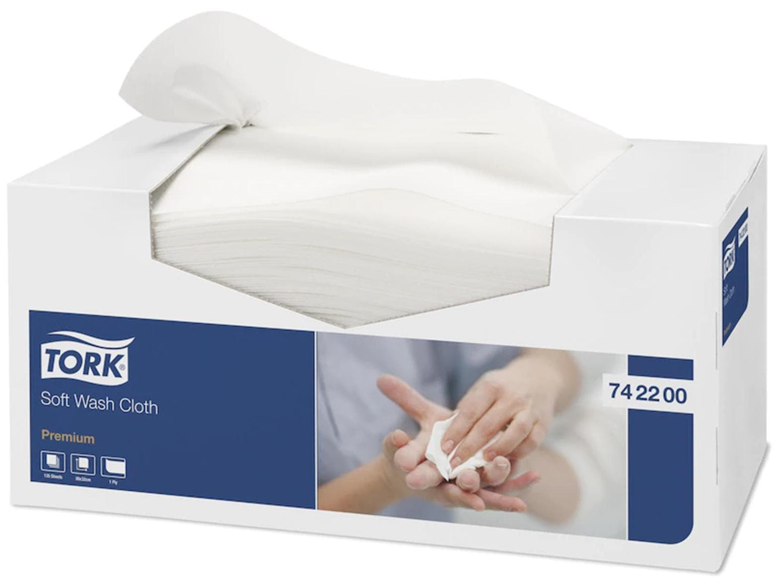 Waschtücher Tork Premium weiss, weich, 30 x 32 cm, 1-lagig