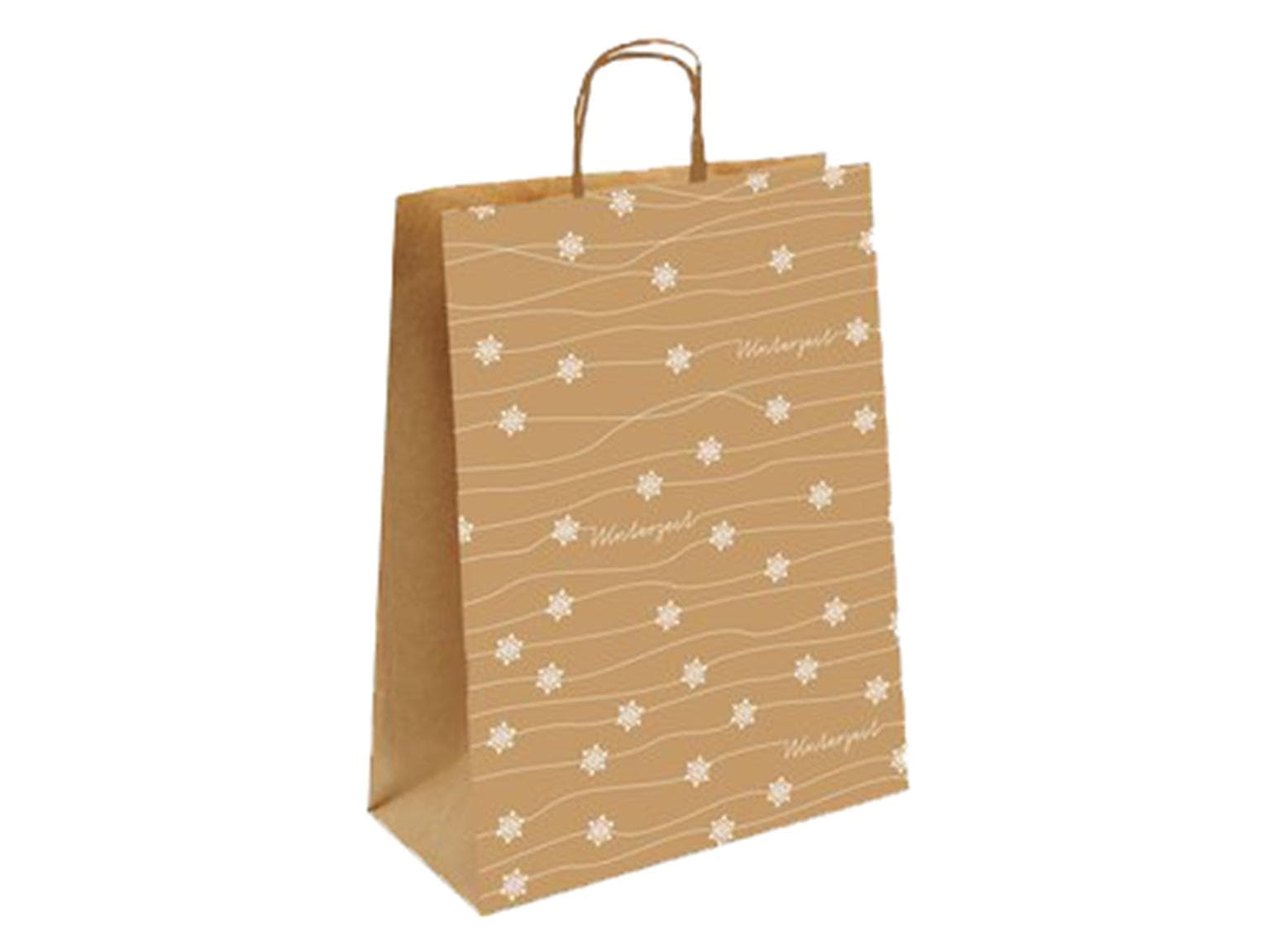Papiertragetaschen Kraft braun 100 gm2, "Winterzeit", 450 x 170 x 425 mm,