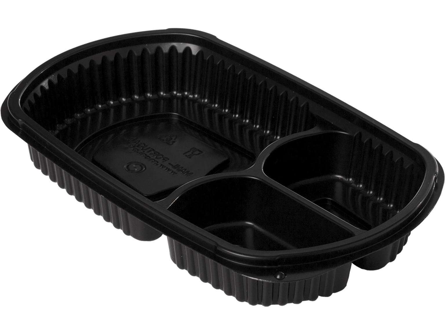 Menuschale 3-teilig, aus PP schwarz, 235 x 145 x 35 mm, 120 / 120 / 355 ml