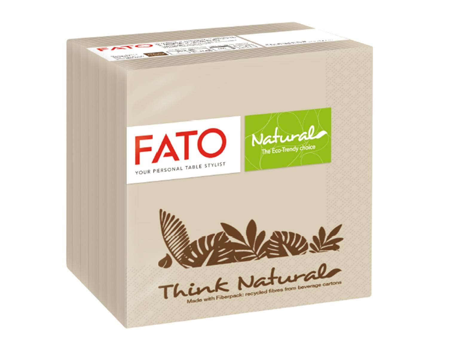 Servietten Fiberpack 2-lagig, 24 x 24 cm 1/4 Falz, aus recycletem Getränkekarton