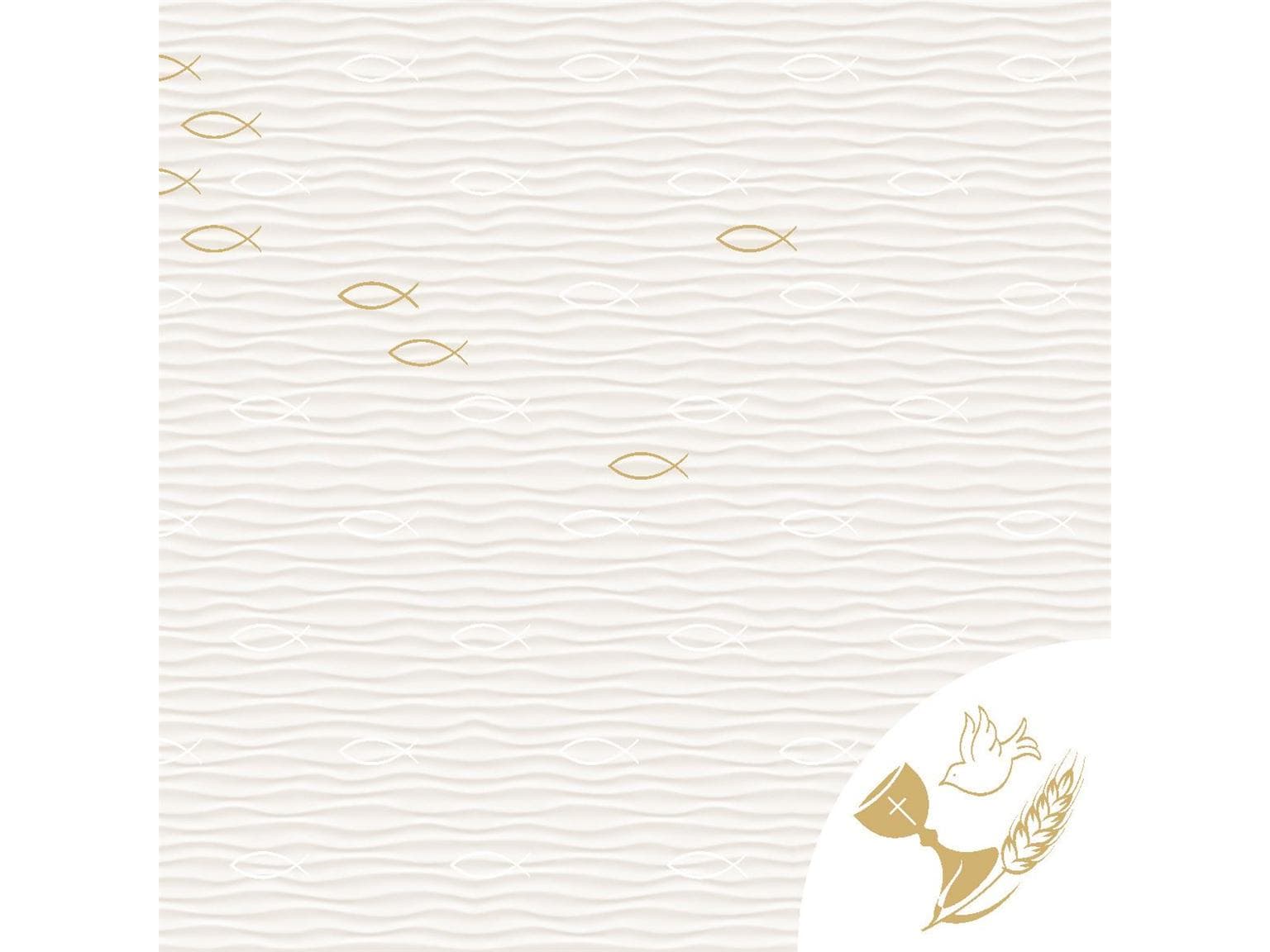Servietten Airlaid, 40 x 40 cm, 1/4 Falz, "KOMMUNION" Fische