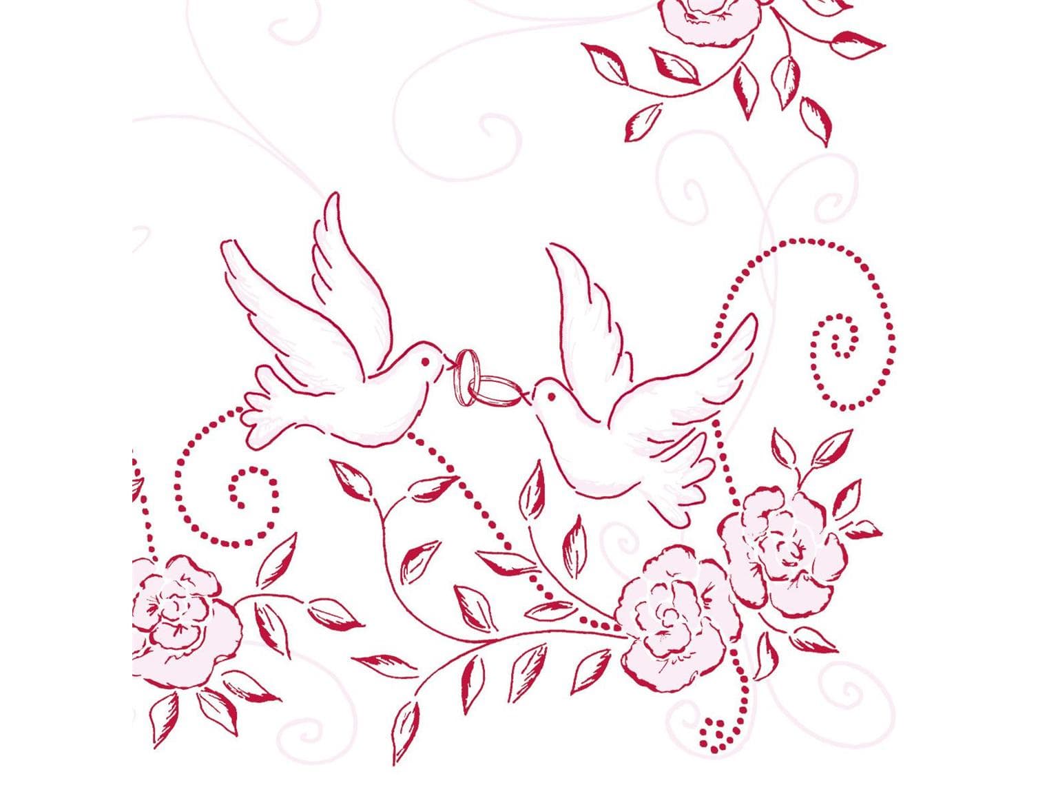 Servietten Airlaid, 40 x 40 cm, 1/4 Falz, "HOCHZEIT" rosa/bordeaux