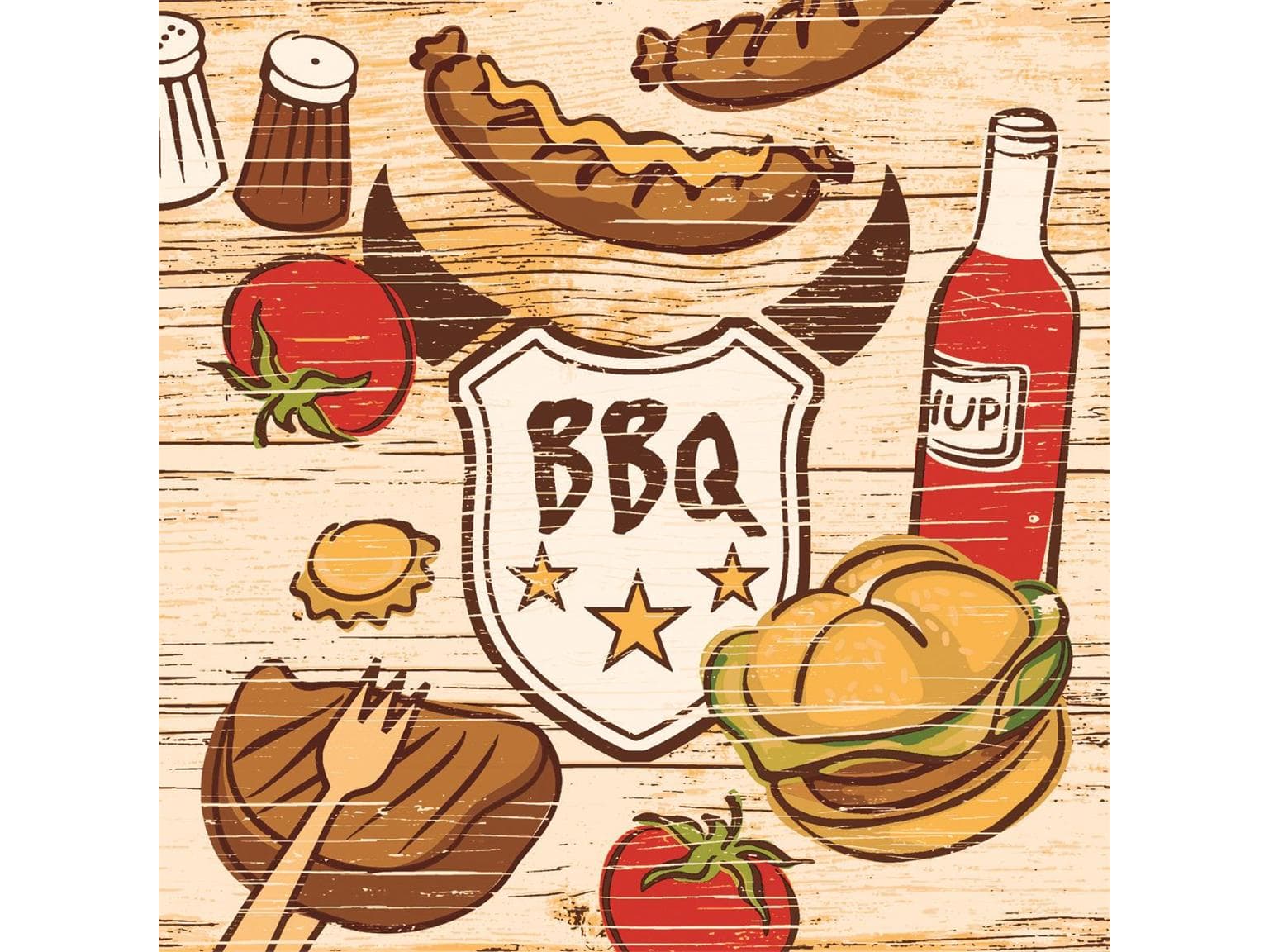 Servietten Airlaid, 40 x 40 cm, 1/4 Falz, "BBQ"