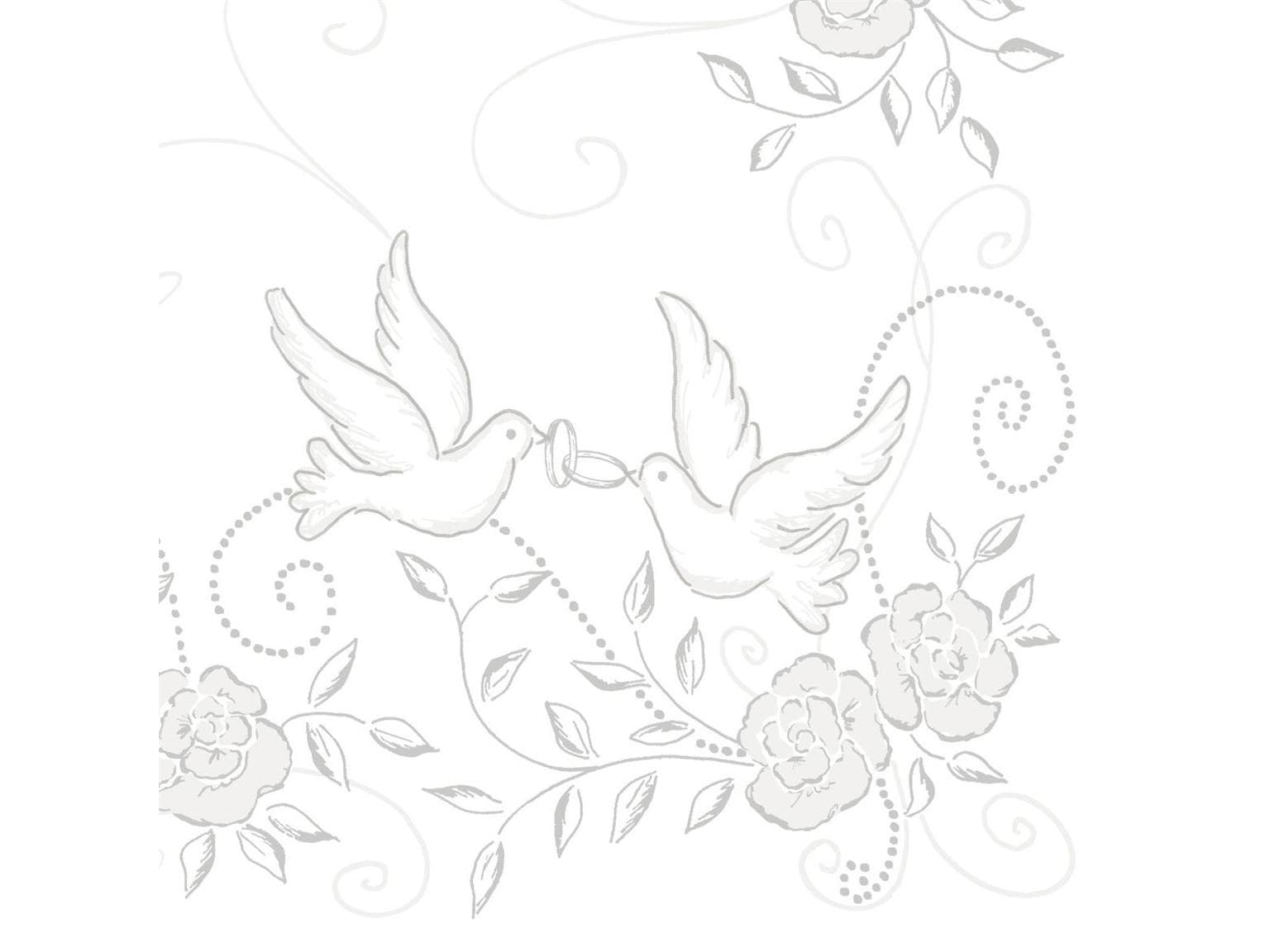 Servietten Airlaid, 40 x 40 cm, 1/4 Falz, "HOCHZEIT" hellgrau/silber