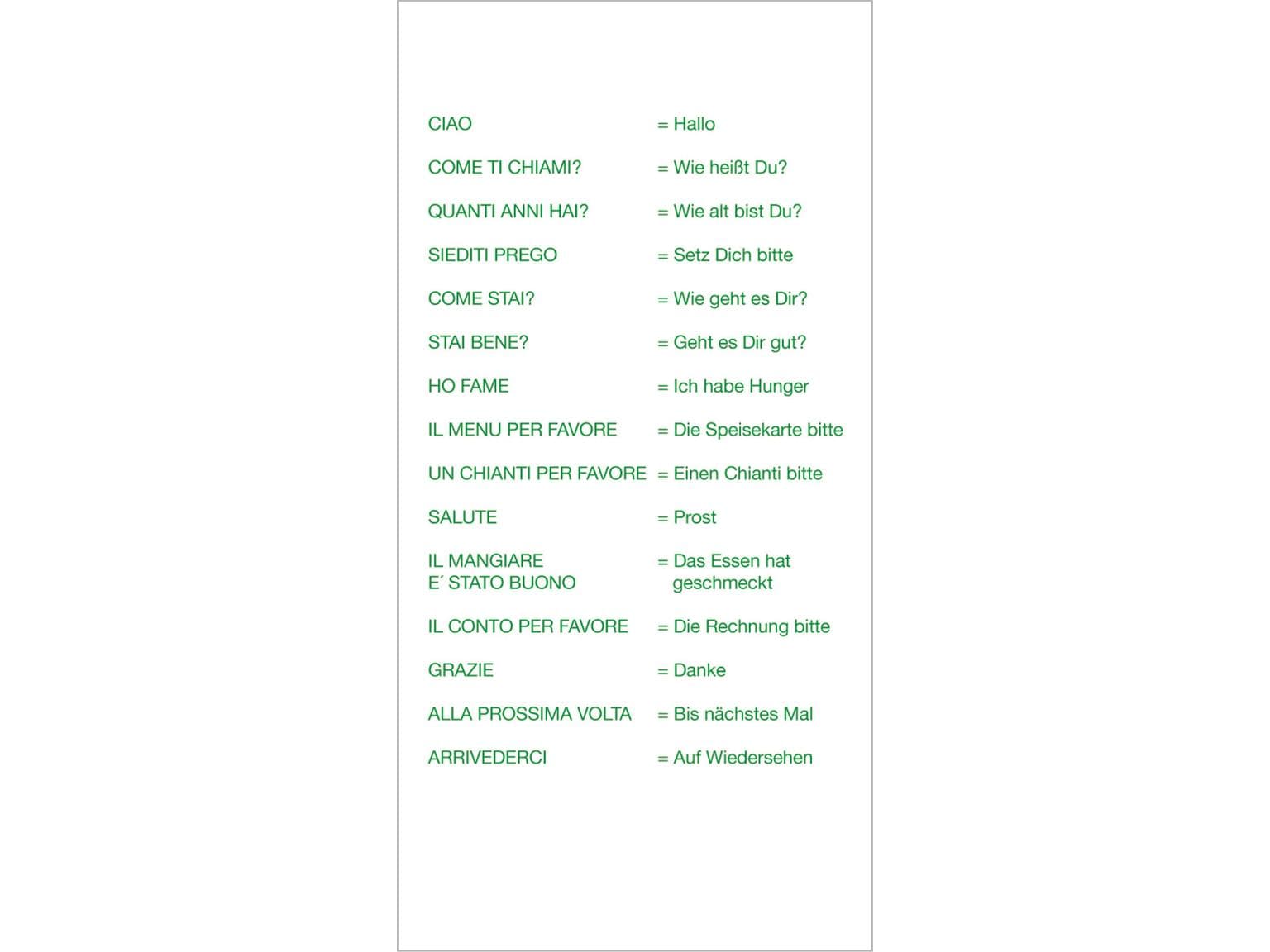 Besteckserviette Airlaid 60 gm2, 40x40cm 1/8 Falz, "IL GUSTO ITALIANO" weiss