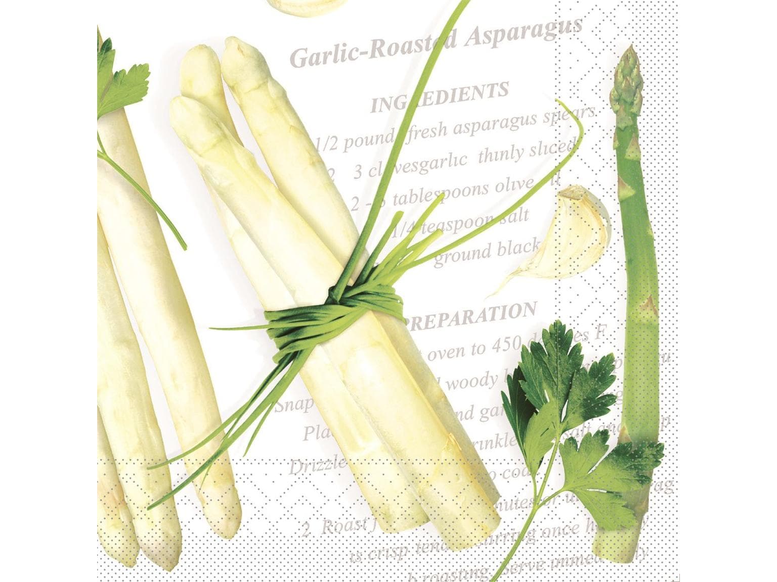 Servietten Tissue 3-lagig, 40 x 40 cm, 1/4 Falz, "ASPARAGUS"