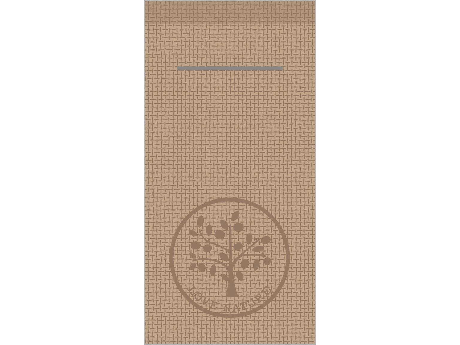 Besteckserviette Airlaid, 40 x 40 cm, 1/8 Falz, "LOVE NATURE/JUTE" beigegrau