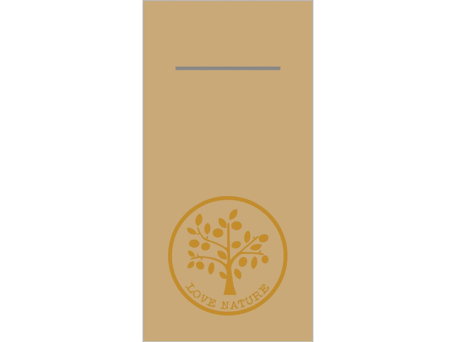 Besteckserviette Airlaid, 40 x 40 cm, 1/8 Falz, "LOVE NATURE" naturbraun