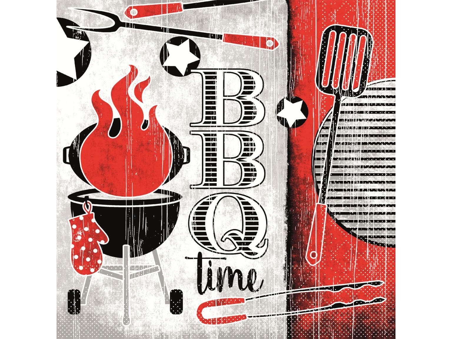 Servietten Tissue 3-lagig, 33 x 33 cm, 1/4 Falz, BBQ-Time