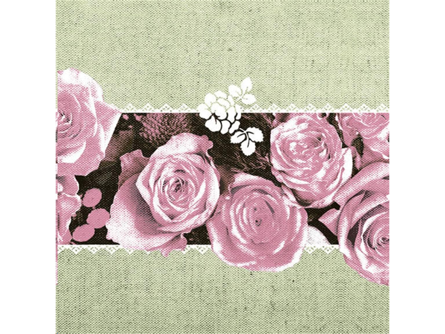 Servietten Airlaid 60 gm2, 40 x 40 cm 1/4 Falz, Lovely Roses (rosa)