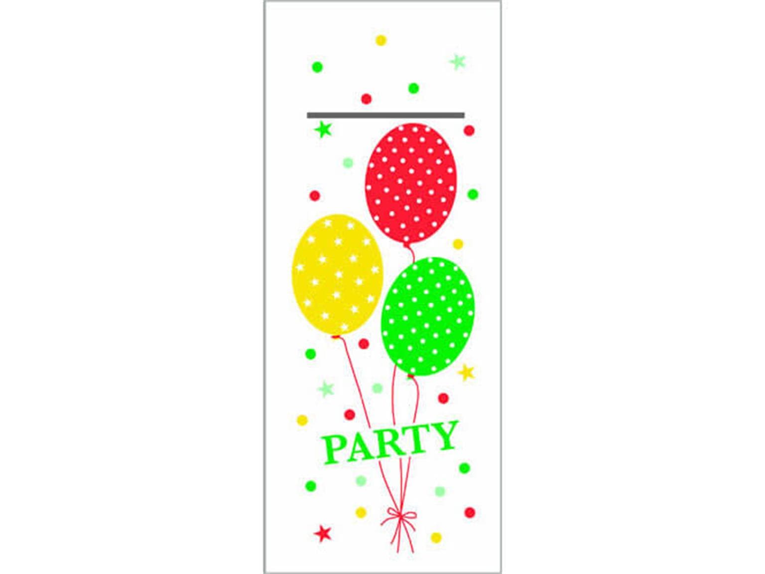 Besteckserviette Airlaid, 40 x 33 cm, 1/8 Falz, Party Ballons (rot/grün)