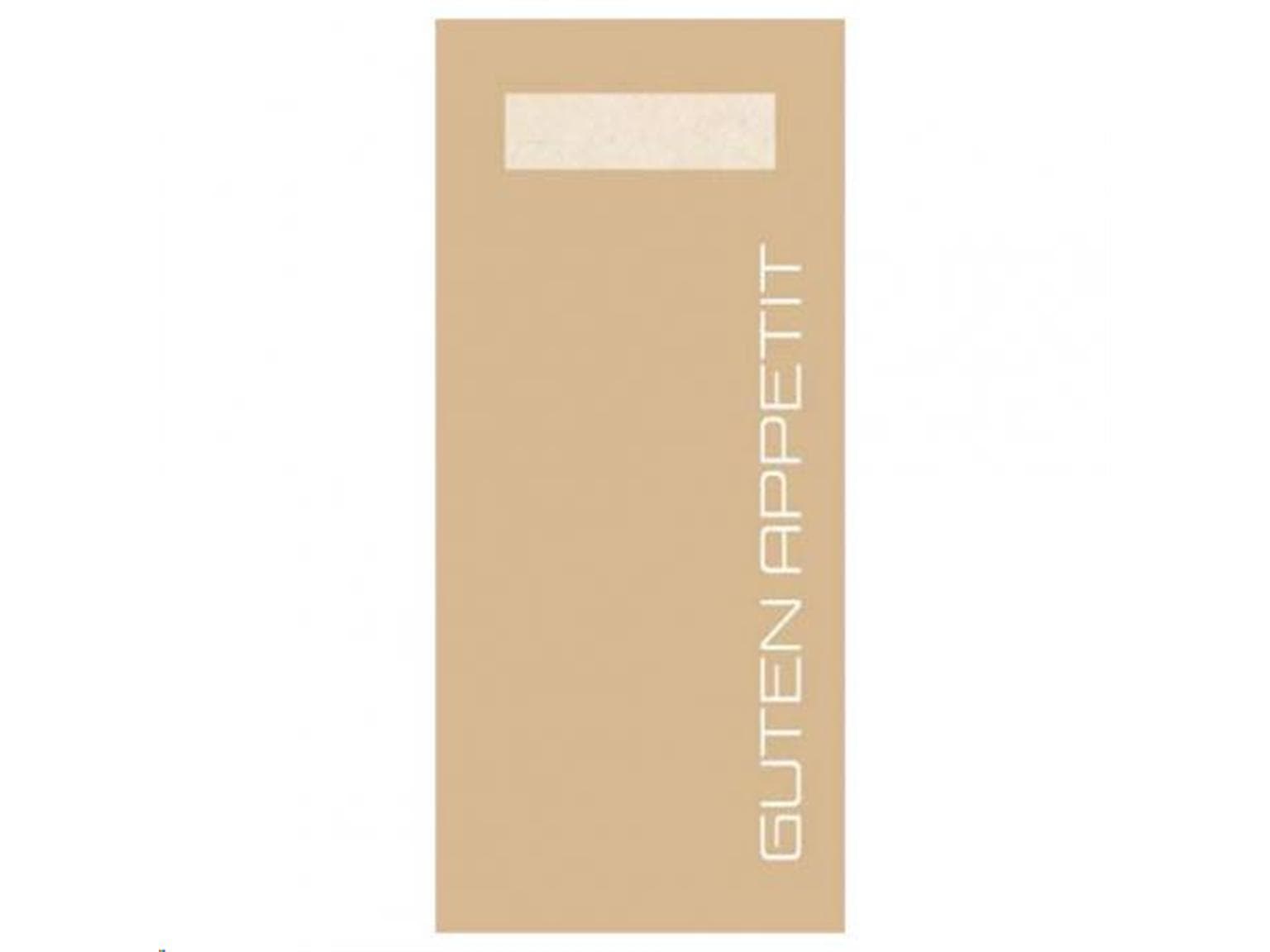 Bestecktasche Papier + Tissue, 202x85mm, Guten Appetit naturbraun