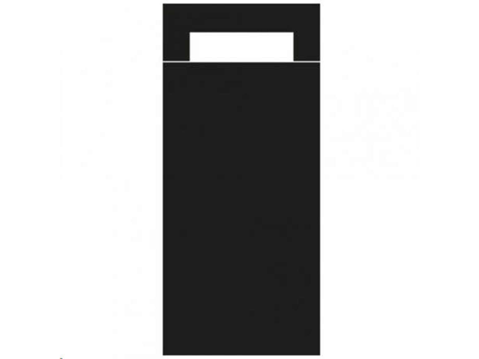 Bestecktasche Papier + Tissue, 202x85mm, schwarz, unbedruckt