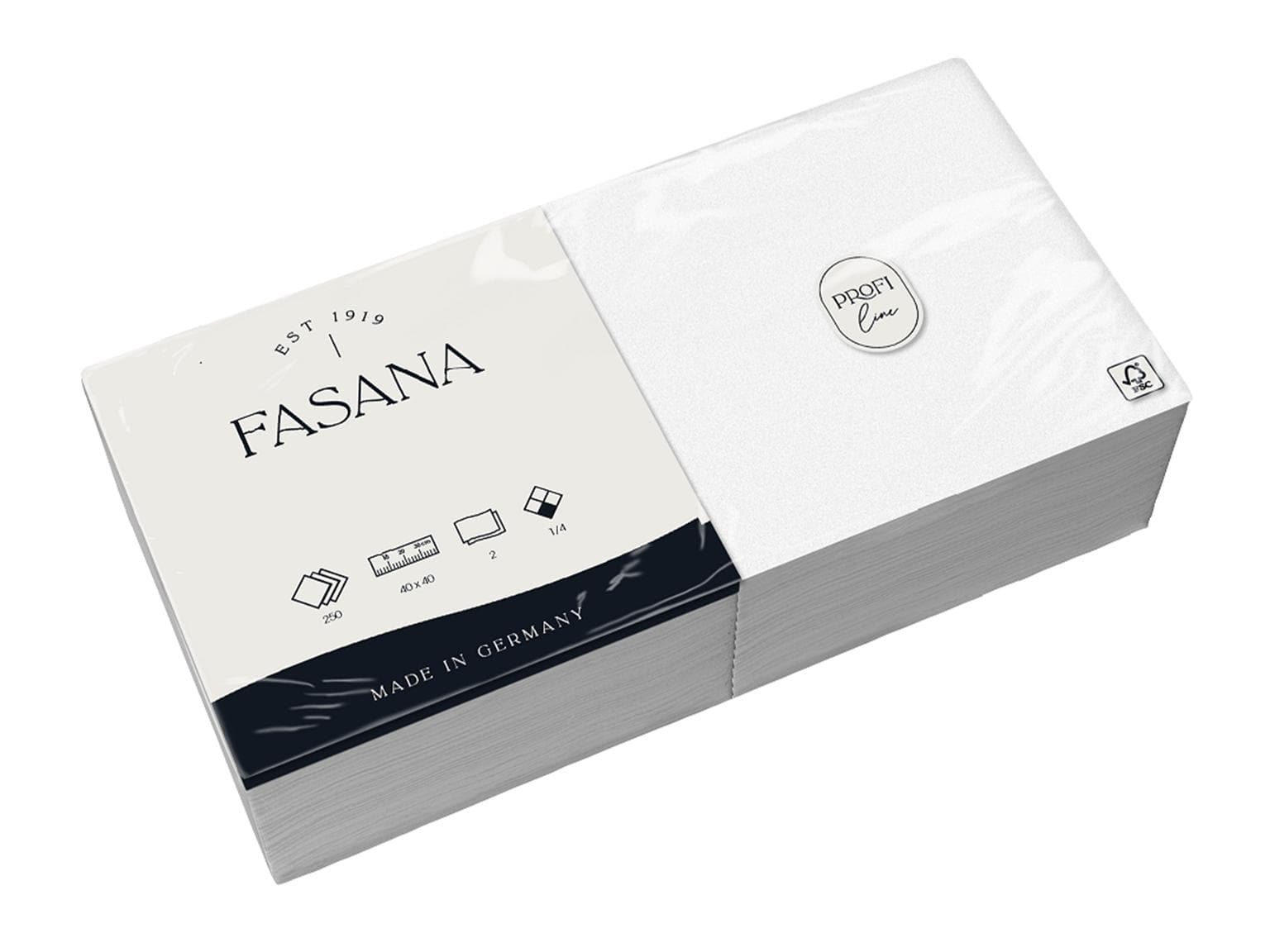 Servietten Fasana 2-lagig, 40 x 40 cm 1/4 Falz, weiss (998)