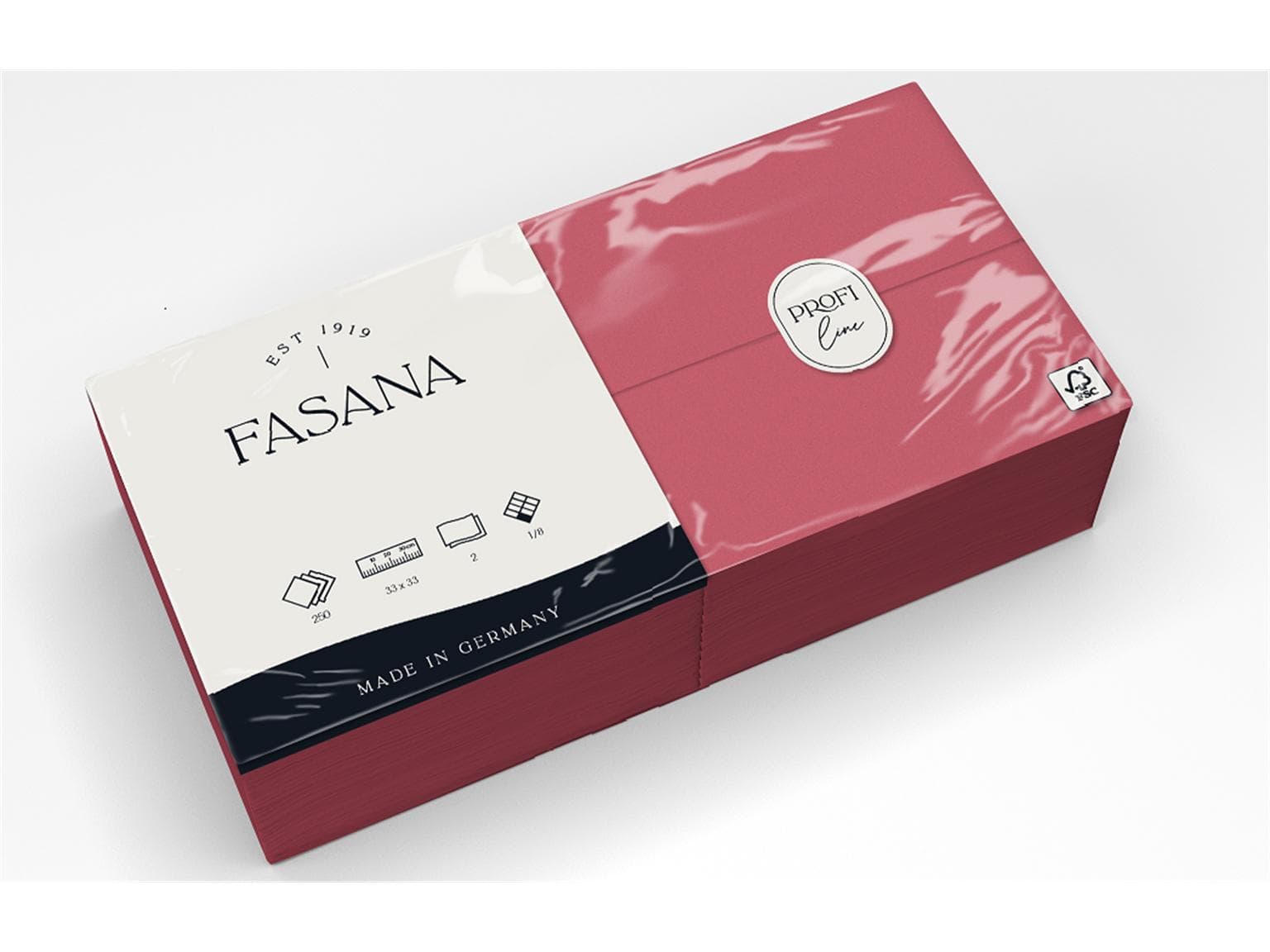 Servietten Fasana 2-lagig, 33 x 33 cm 1/8 Kopffalz, bordeaux (382)