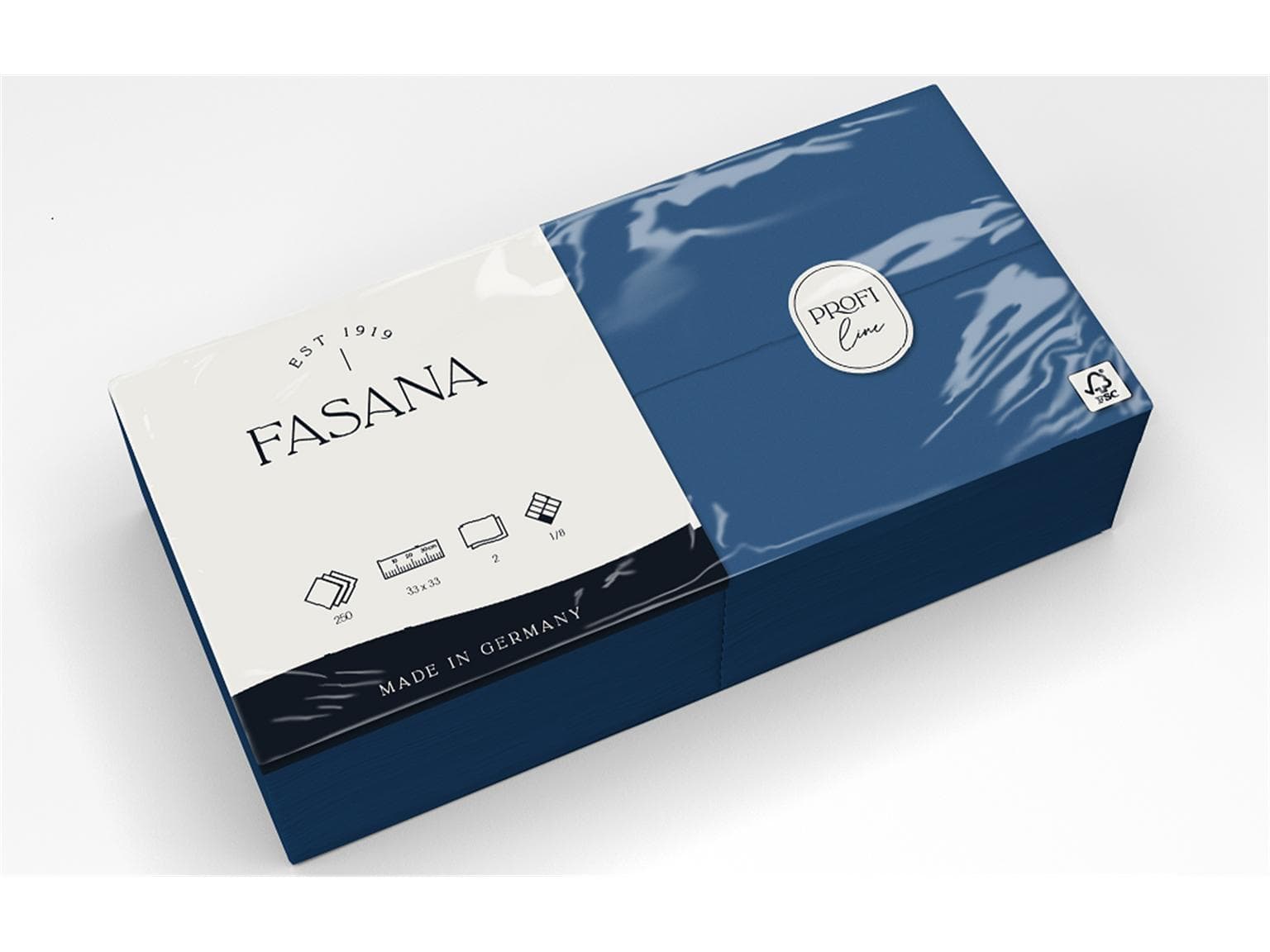 Servietten Fasana 2-lagig, 33 x 33 cm 1/8 Kopffalz, royalblau (203)