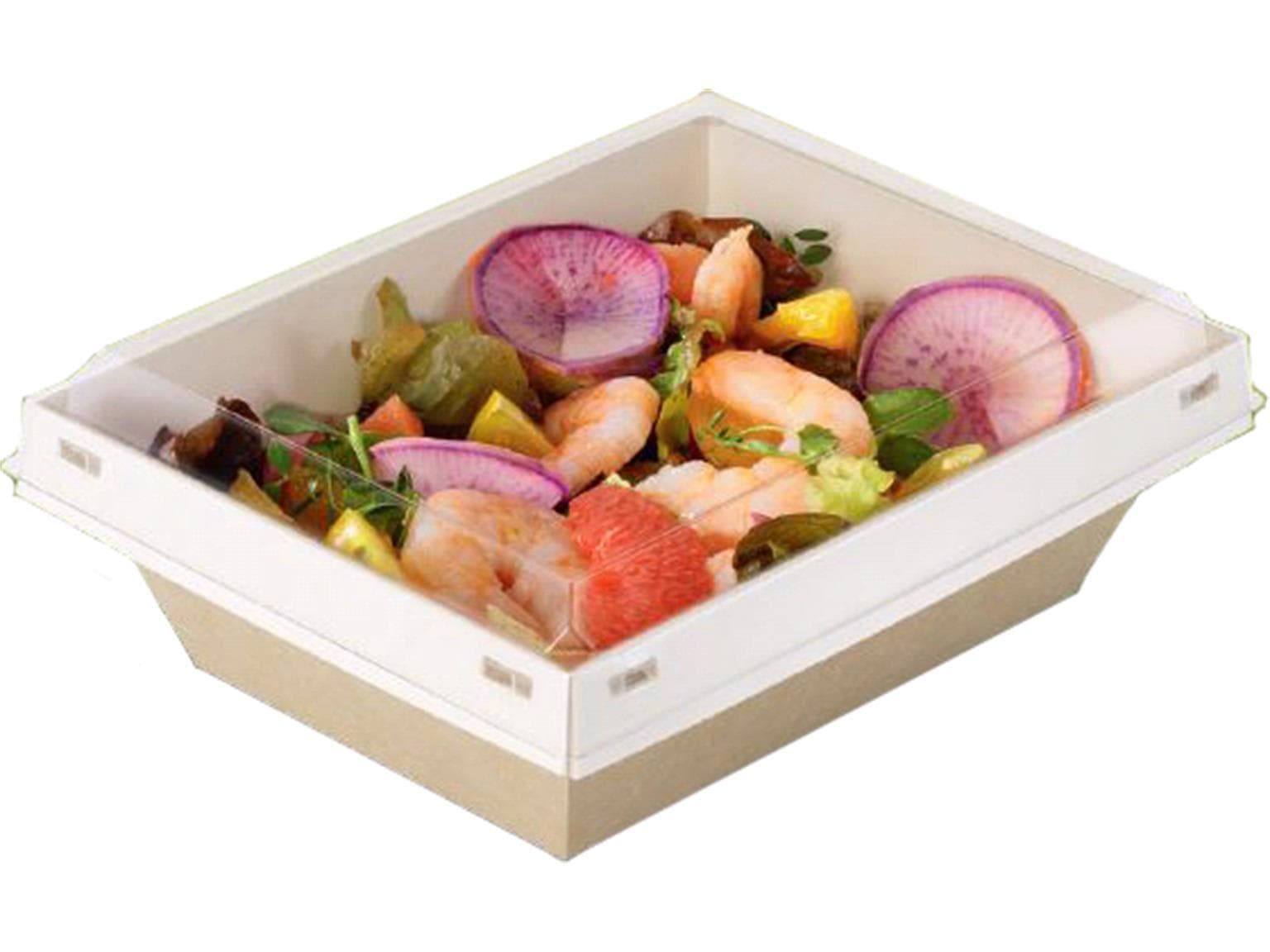 Schale aus Karton, für warme und kalte Speisen, 850 ml, 180 x 140 x 53/65 mm