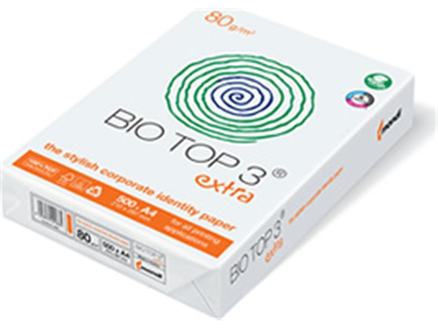 Kopierpapier Bio Top 3 extra, A3, 80 gm2 naturweiss, 100% chlorfrei gebleicht,