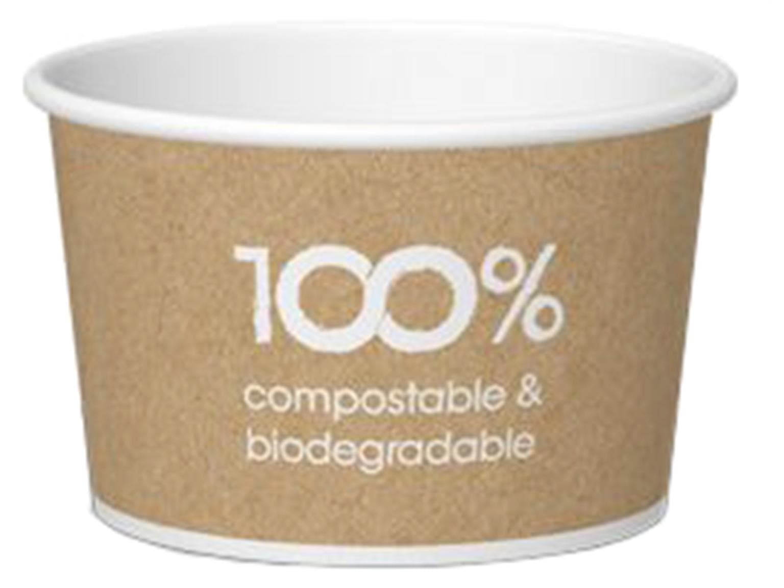 Eisbecher 80 cc (ø 64 mm, Höhe 40 mm), aus weisser Pappe, mit Standarddruck