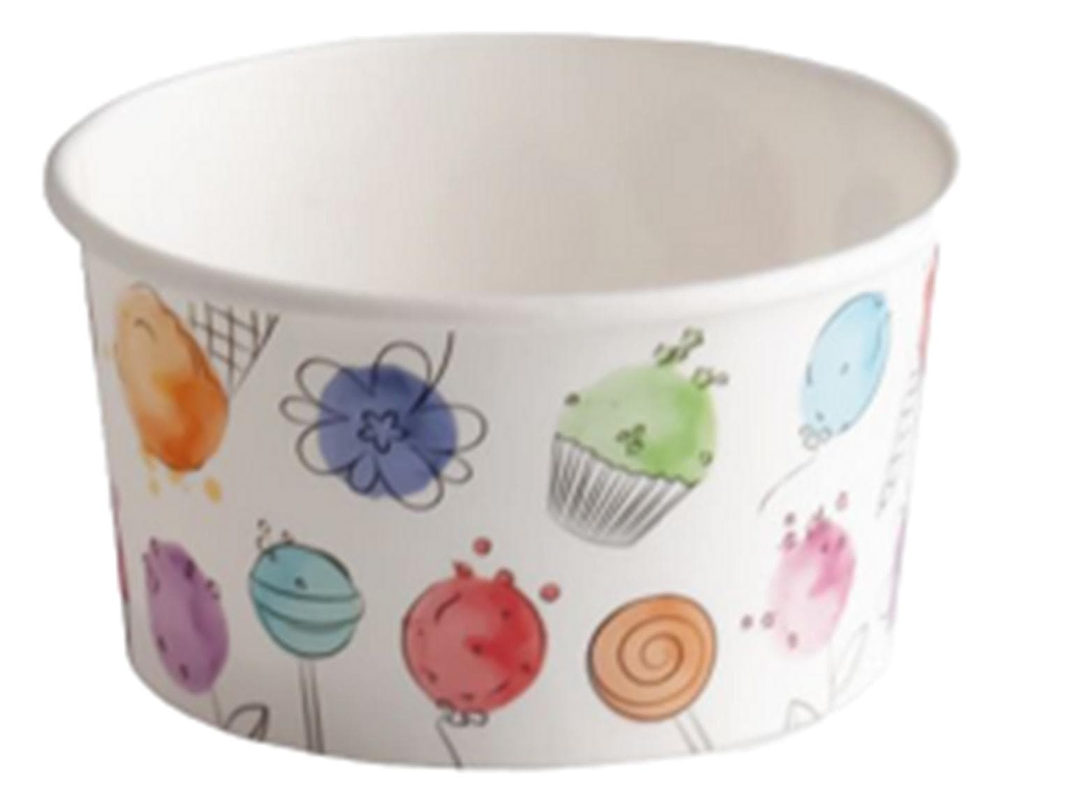 Eisbecher 90 cc (ø 73 mm, Höhe 40 mm), aus Pappe, mit Standarddruck