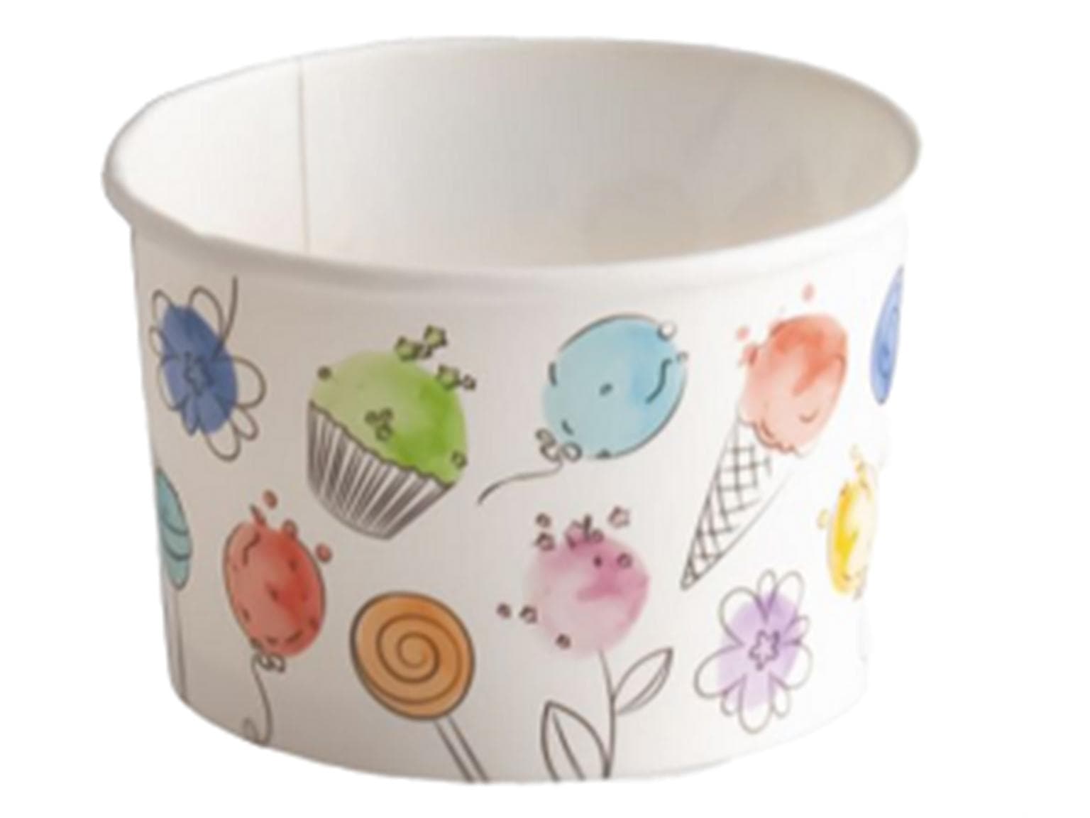 Eisbecher 120 cc (ø 73 mm, Höhe 47 mm), aus Pappe, mit Standarddruck