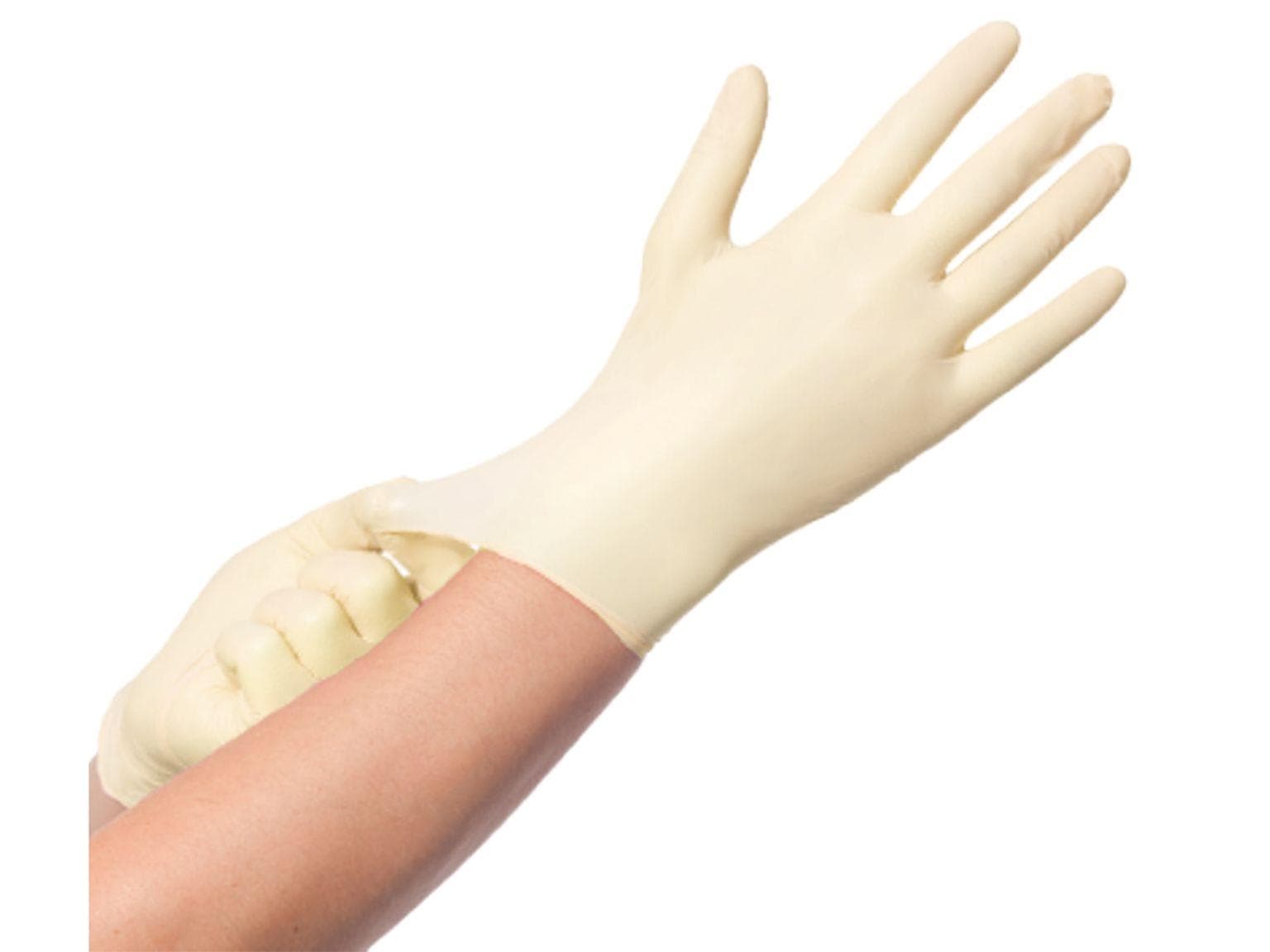 LATIES, Handschuhe Latex, weiss, Grösse M, puderfrei, reissfest