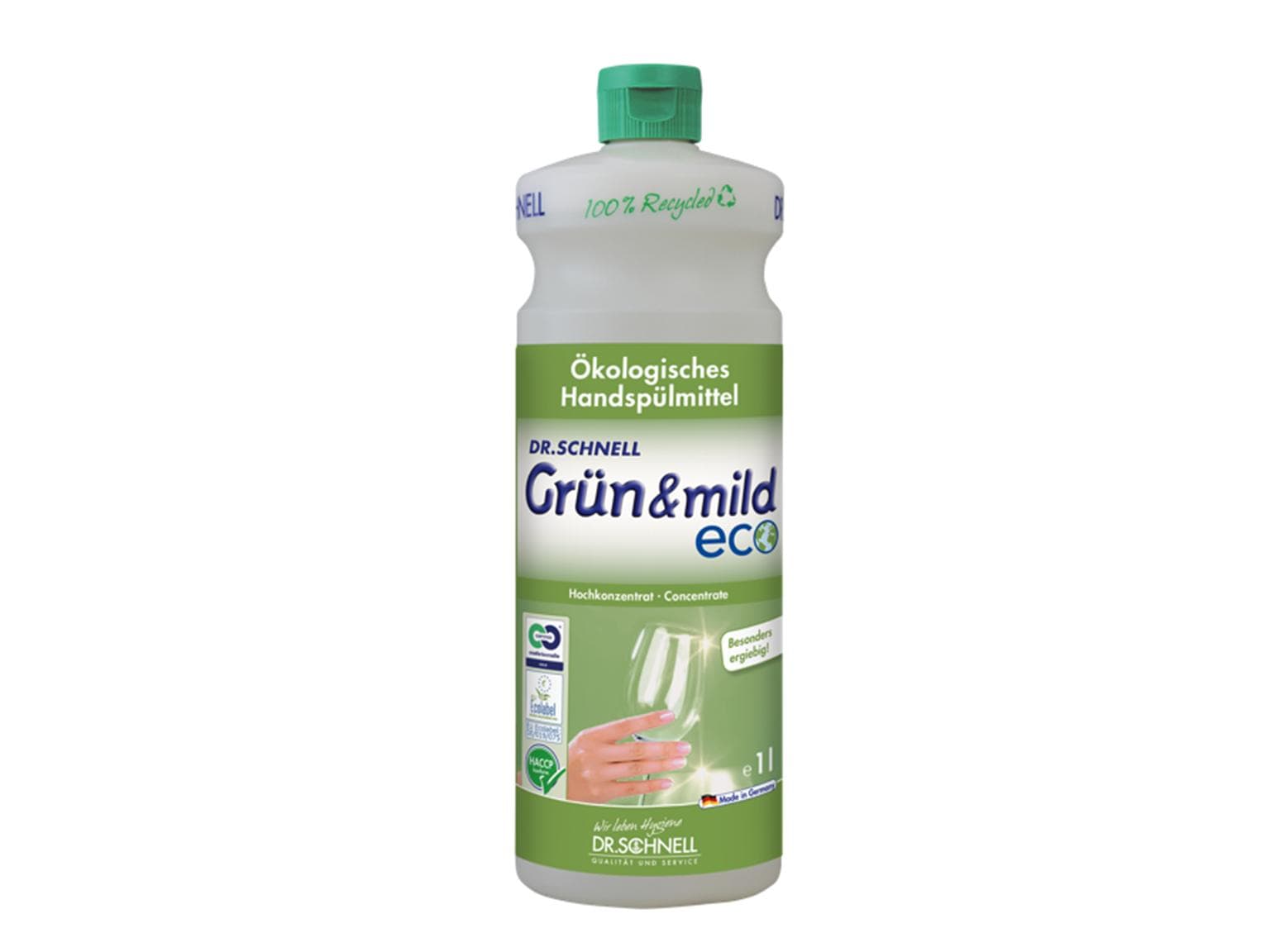 Grün & mild ECO, ökologisches Handspülmittel, reinigt Geschirr,