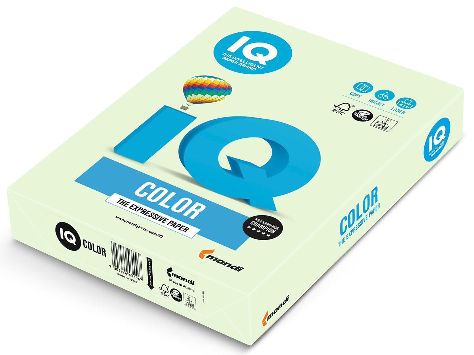Kopierpapier IQ Color Pastell, A4, 80 gm2, grün, FSC-zertifiziert