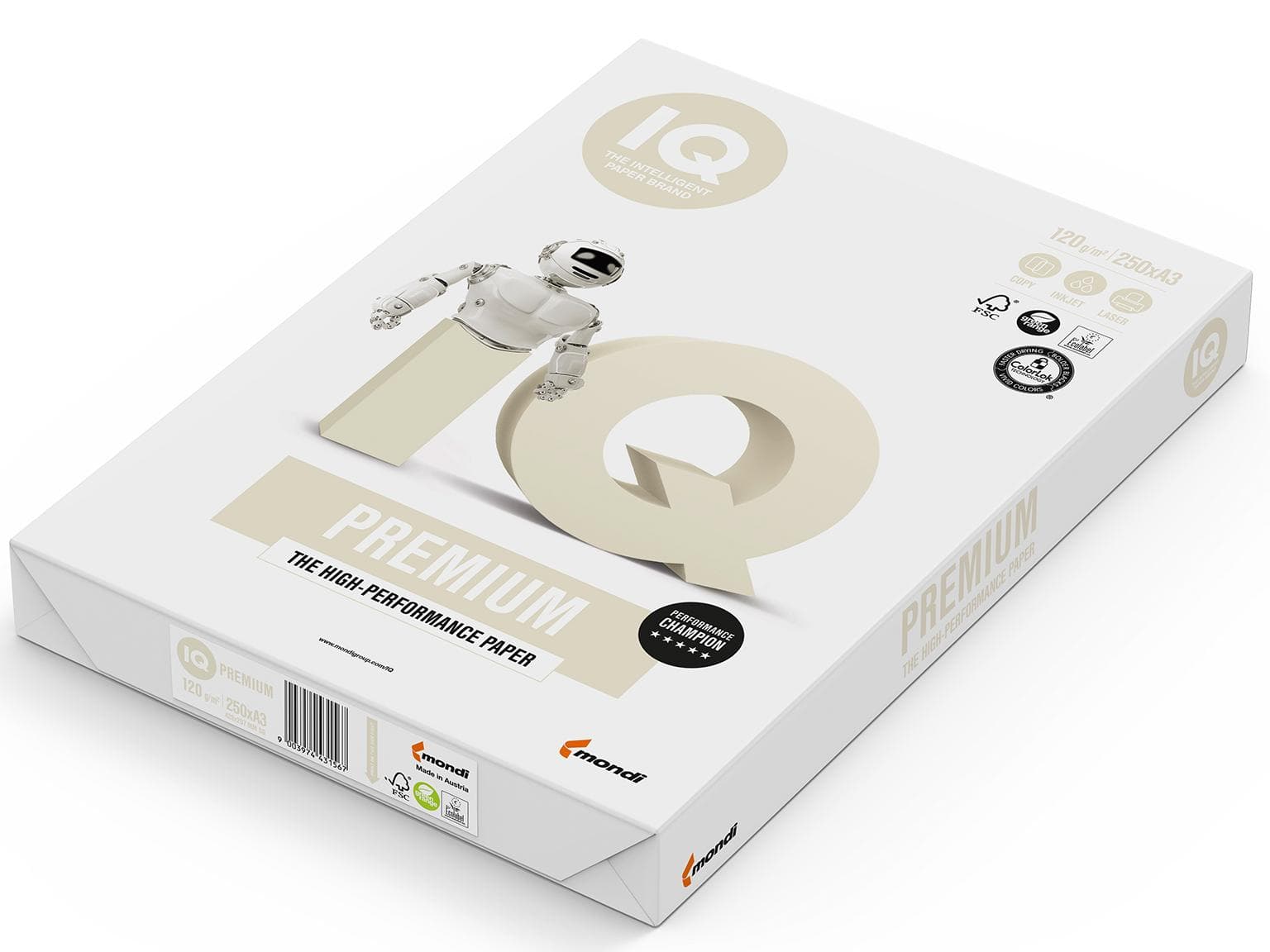 Kopierpapier IQ Premium, A3,120 gm2 hochweiss, sehr glatt, Premiumpapier,