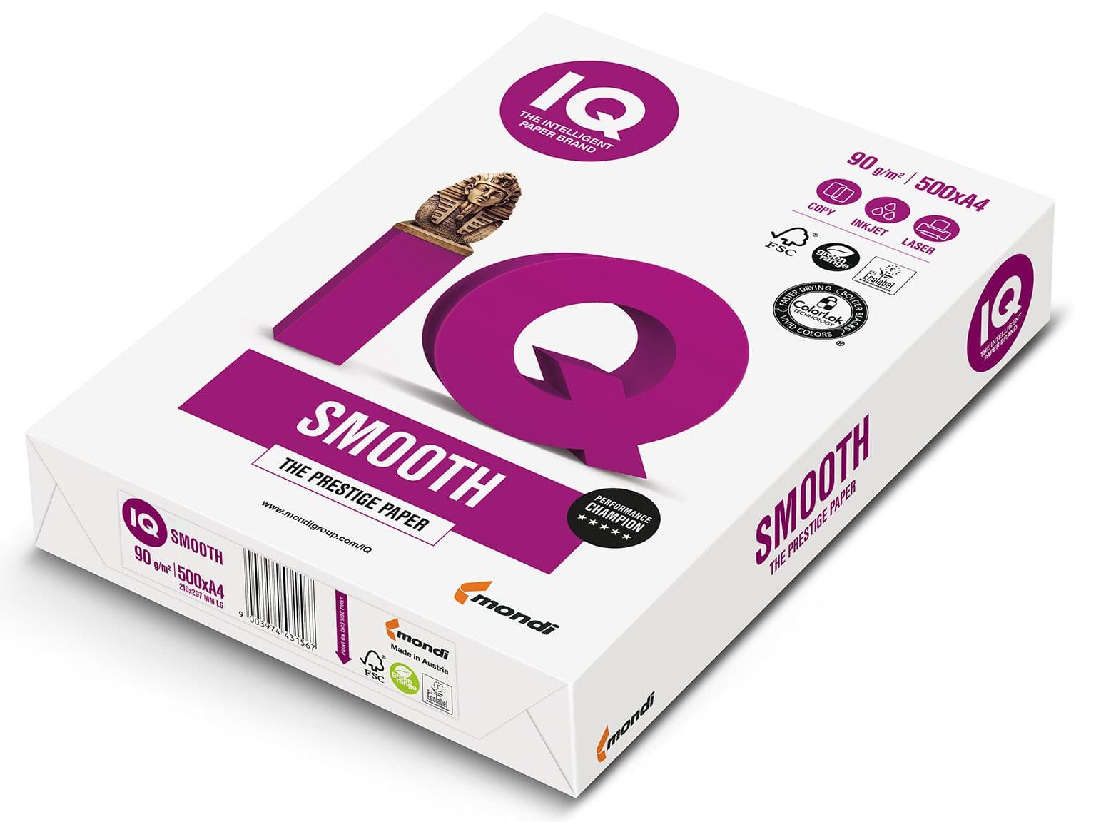 Kopierpapier IQ Selection, A4, 90gm2, Premiumpapier, hochweiss, extra glatte