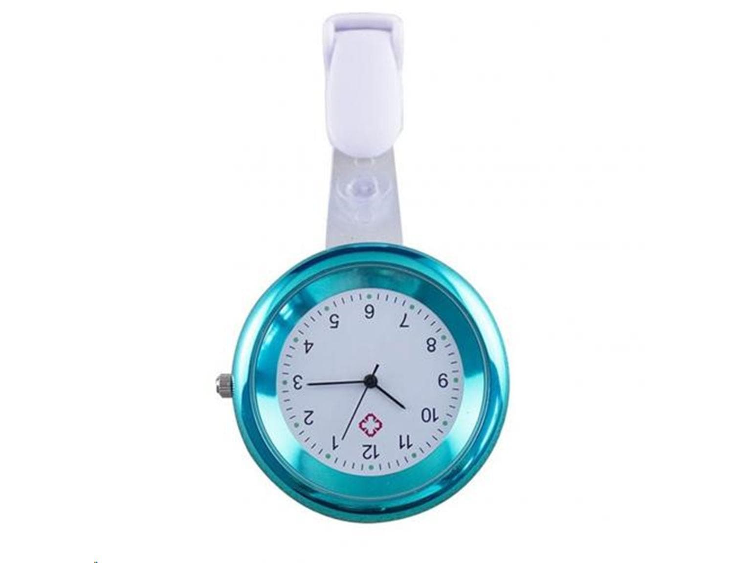 Schwesternuhr mit Clip, türkis ø  4 cm, 9 cm lang