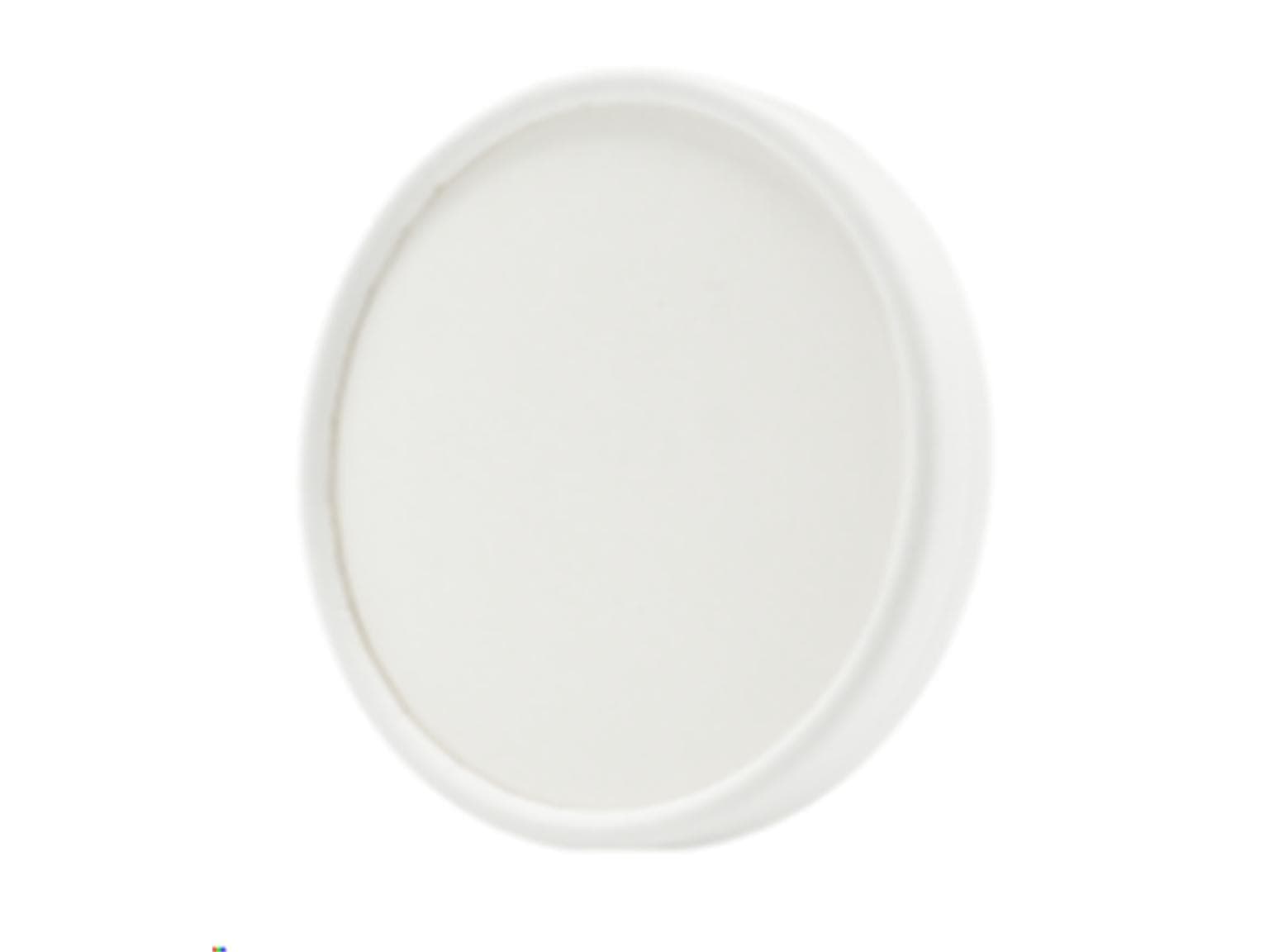 Deckel rund aus weissem Kraft- papier, ø 85 mm, Höhe 17 mm,