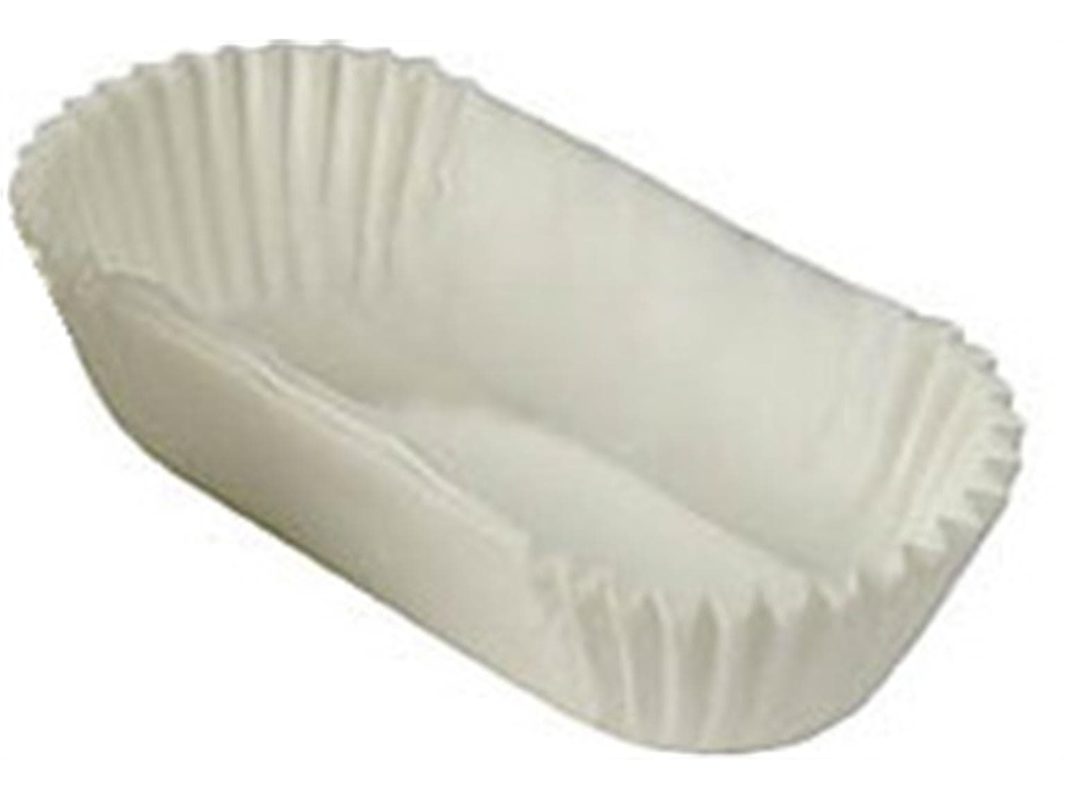 Gebäckkapseln "Eva" 80 x 30 mm oval Höhe 23 mm, Pergamentersatz, weiss