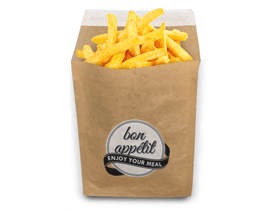 Pommesbeutel aus braunem Pergamentersatz 154/121 x 160mm, braun, verschliessbar,