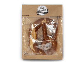 Sichtfensterbeutel aus Pergamentersatz 21 x 24.5 cm, braun,Typ Pizza,SF aus PET