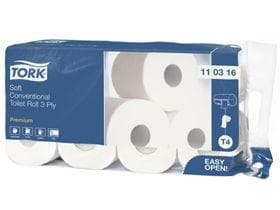 WC-Papier Tork Premium (T4), Tissue, hochweiss, 3-lagig, 250 Coupons