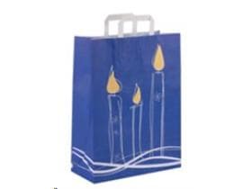 Papiertragetaschen Kraft weiss 80 gm2, "Kerze blau" 320 x 140 x 420 mm,